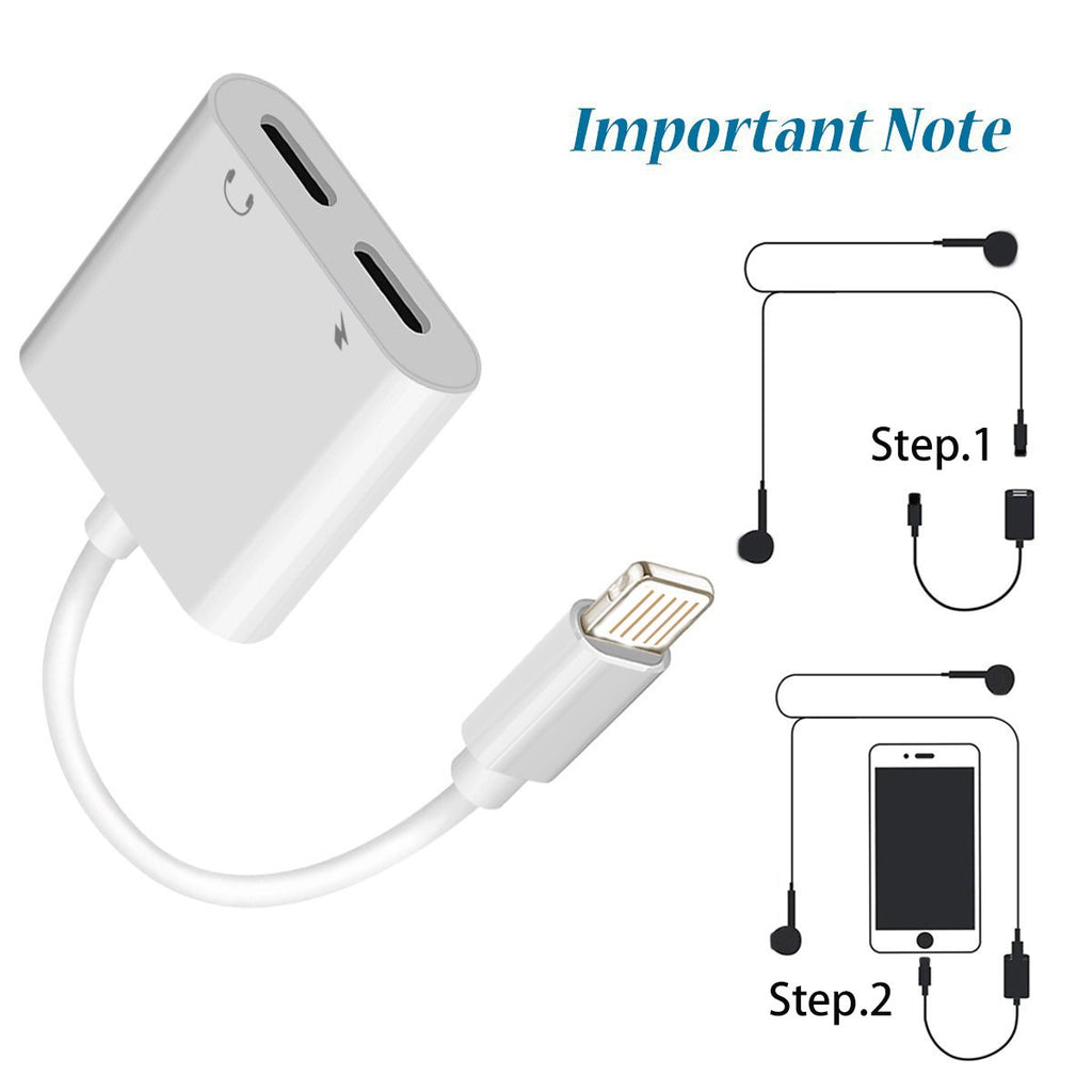 Dual Lightning Audio & Charging Adapter for Apple iPhone 7/8/X/XS