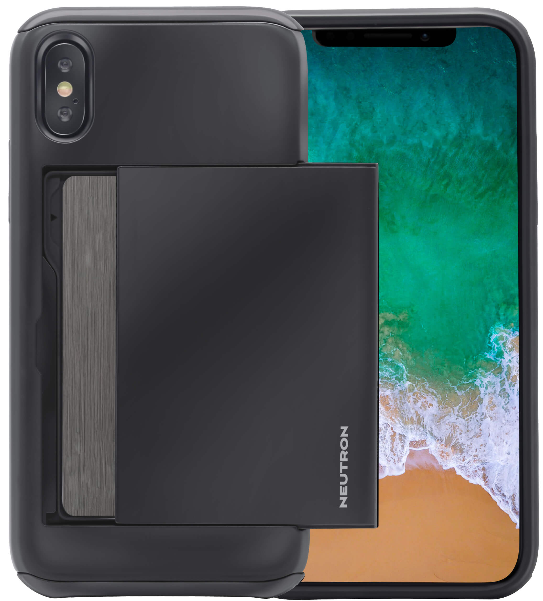 Neutron iPhone X/XS Shockproof Case with Card Holder - Protective Credit Card Wallet Slot