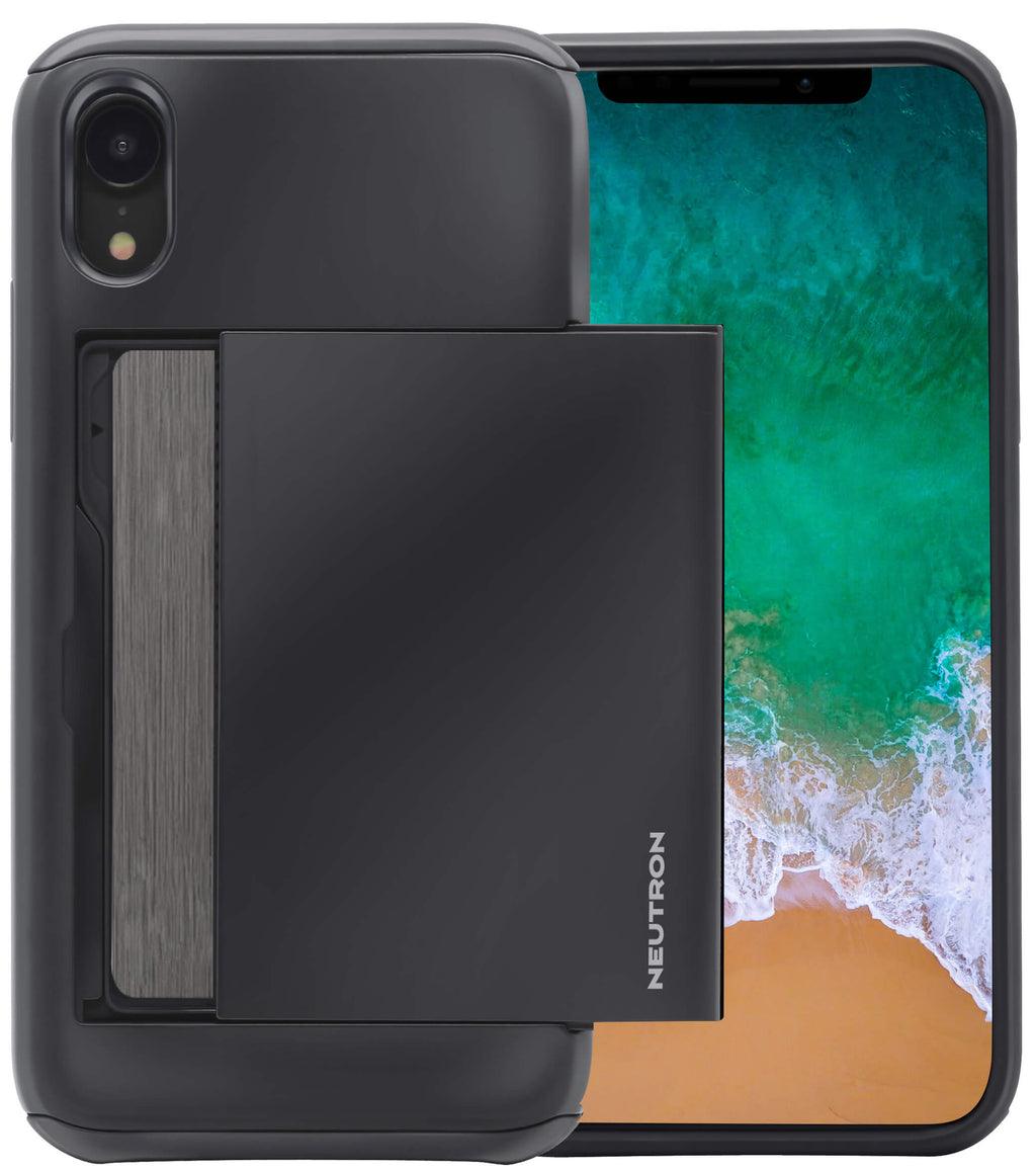 Neutron iPhone XR Shockproof Case with Card Holder - Protective Credit Card Wallet Slot