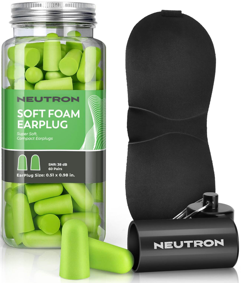 Neutron Soft Foam Earplugs with Travel Case - 38dB SNR - 60 Pairs