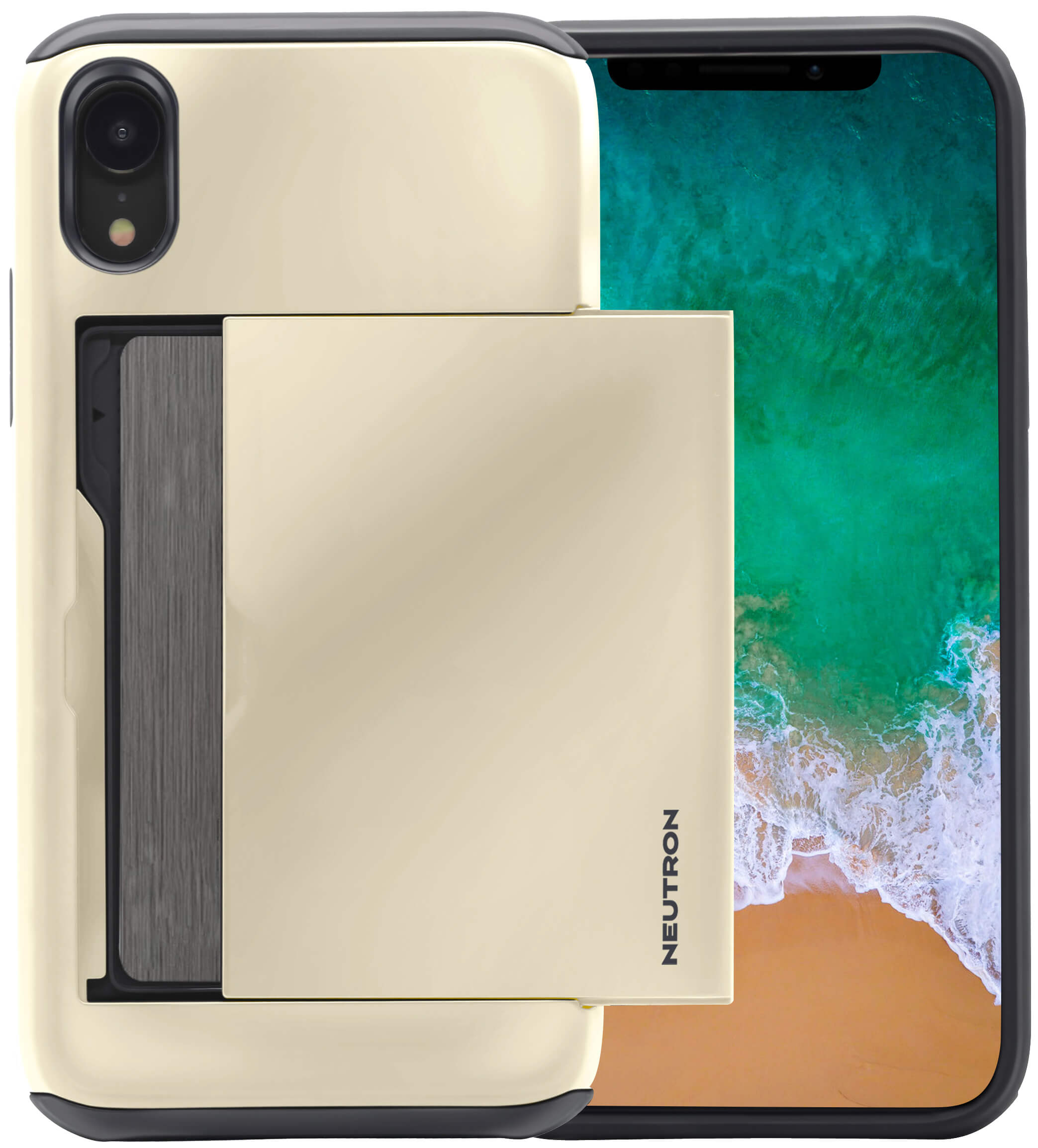 Neutron iPhone XR Shockproof Case with Card Holder - Protective Credit Card Wallet Slot