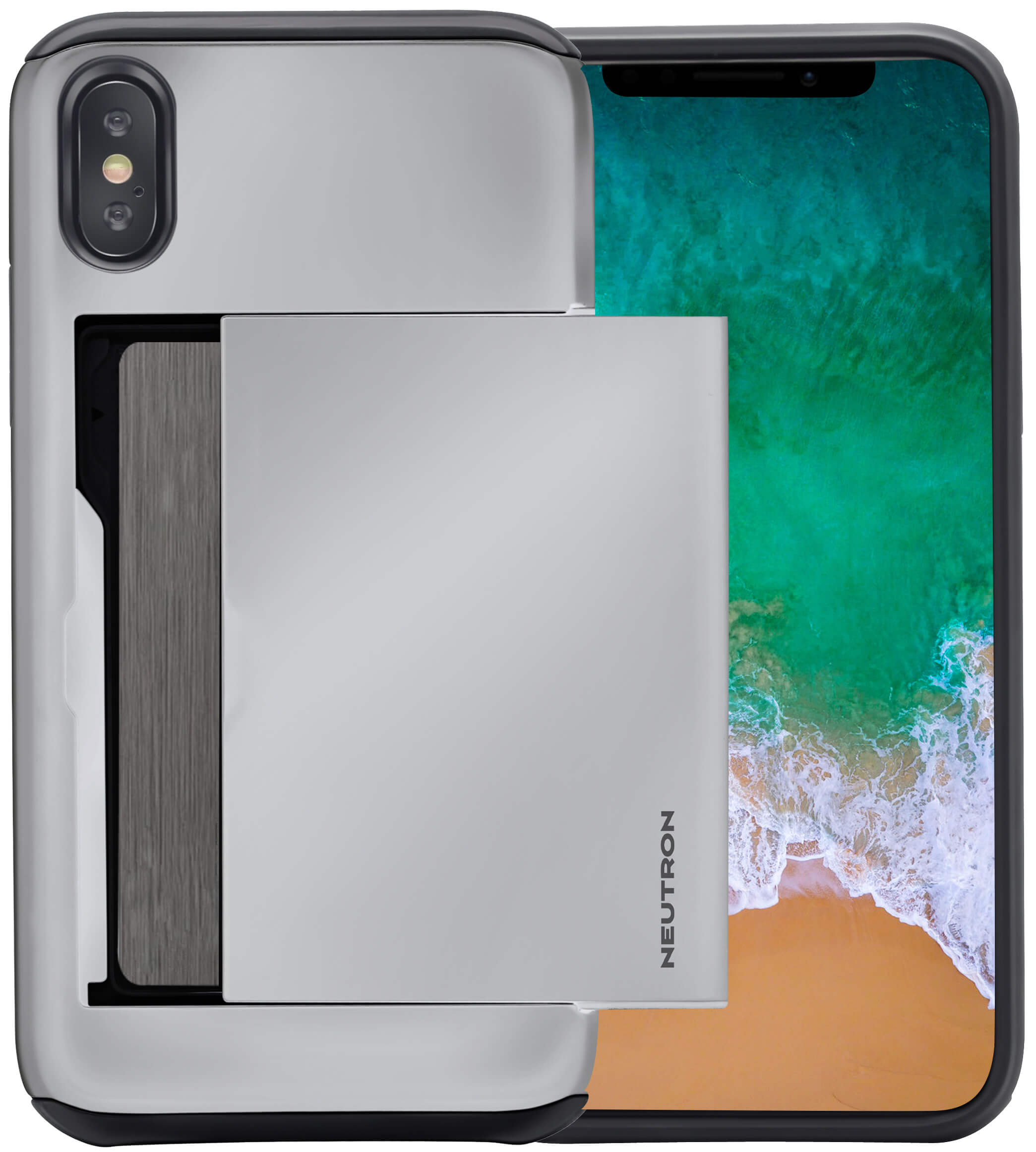 Neutron iPhone X/XS Shockproof Case with Card Holder - Protective Credit Card Wallet Slot