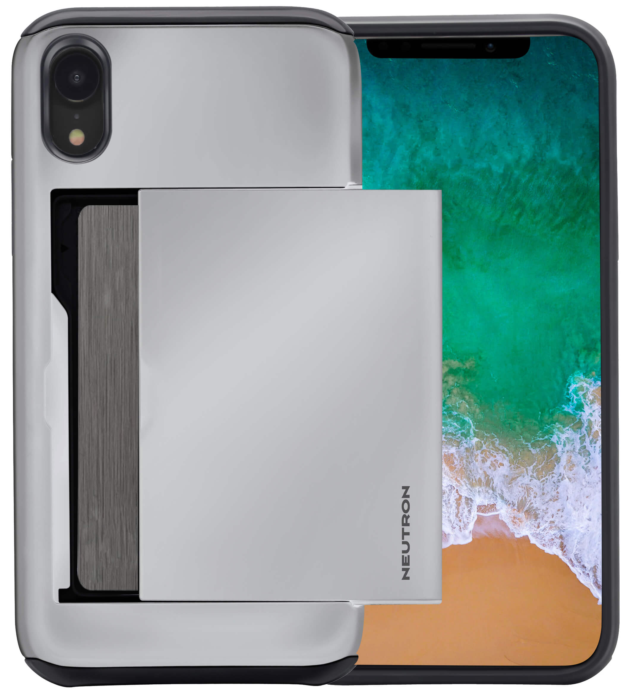 Neutron iPhone XR Shockproof Case with Card Holder - Protective Credit Card Wallet Slot