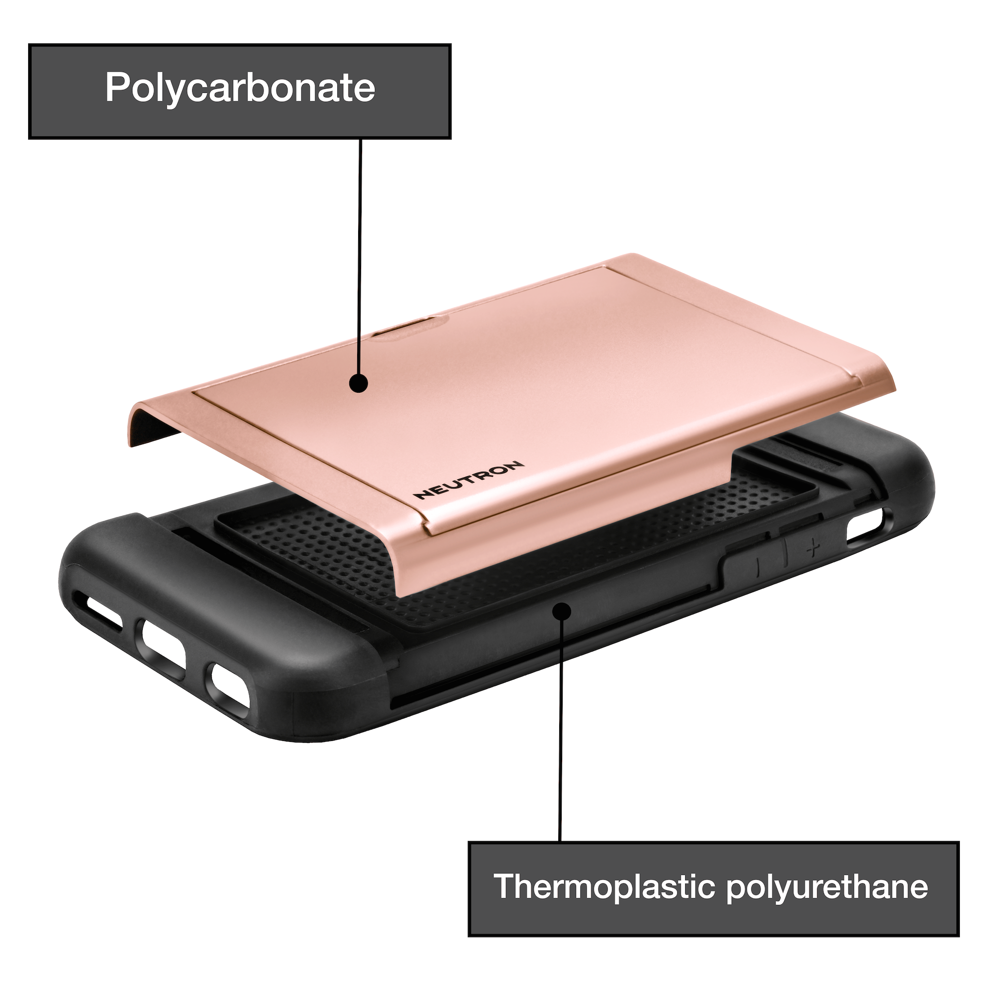 Neutron iPhone Shockproof Case with Card Holder - Protective Credit Card Wallet Slot