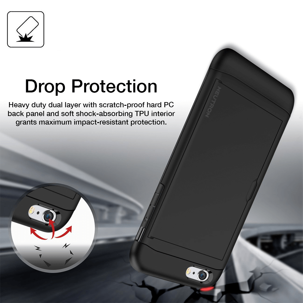 Neutron iPhone Shockproof Case with Card Holder - Protective Credit Card Wallet Slot