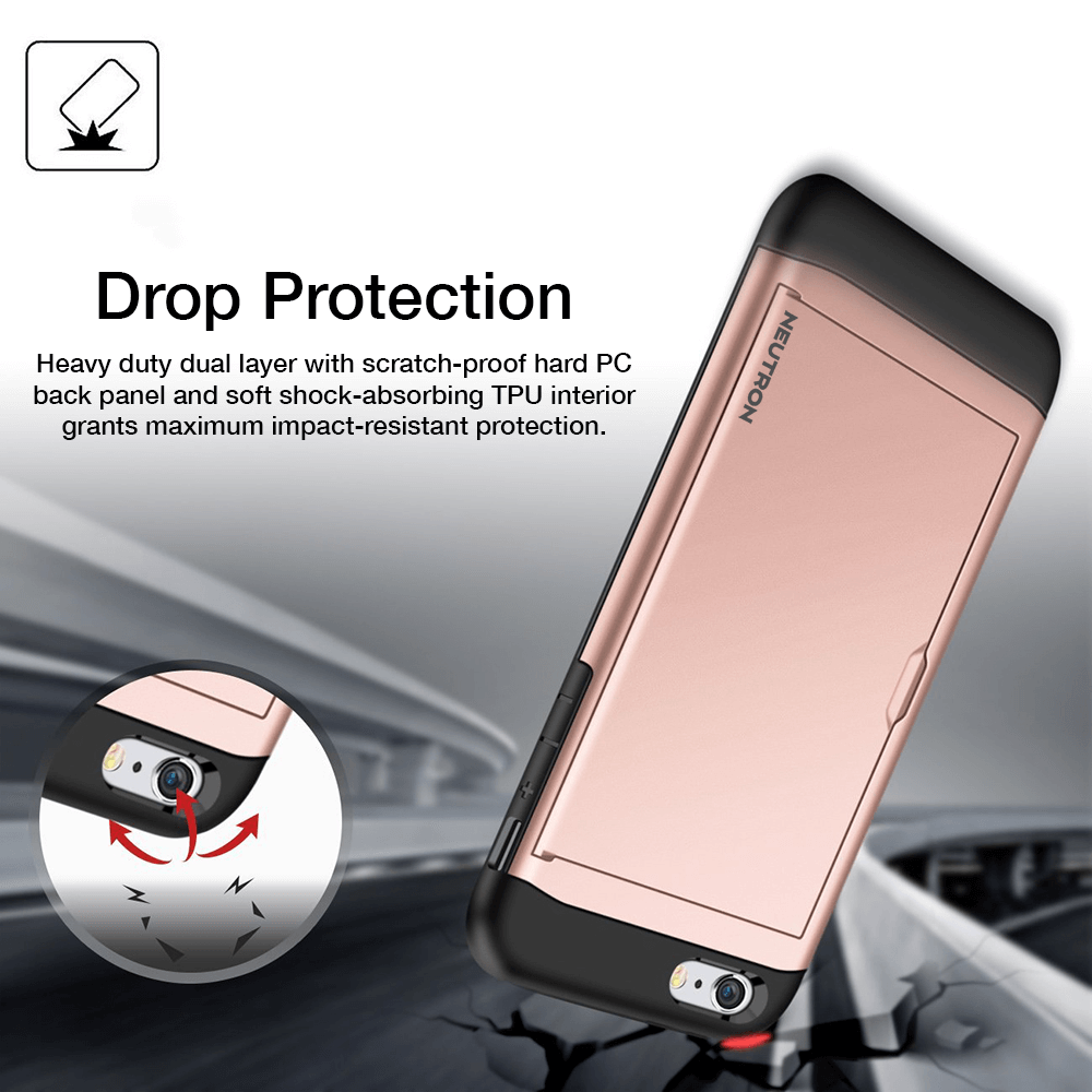 Neutron iPhone Shockproof Case with Card Holder - Protective Credit Card Wallet Slot