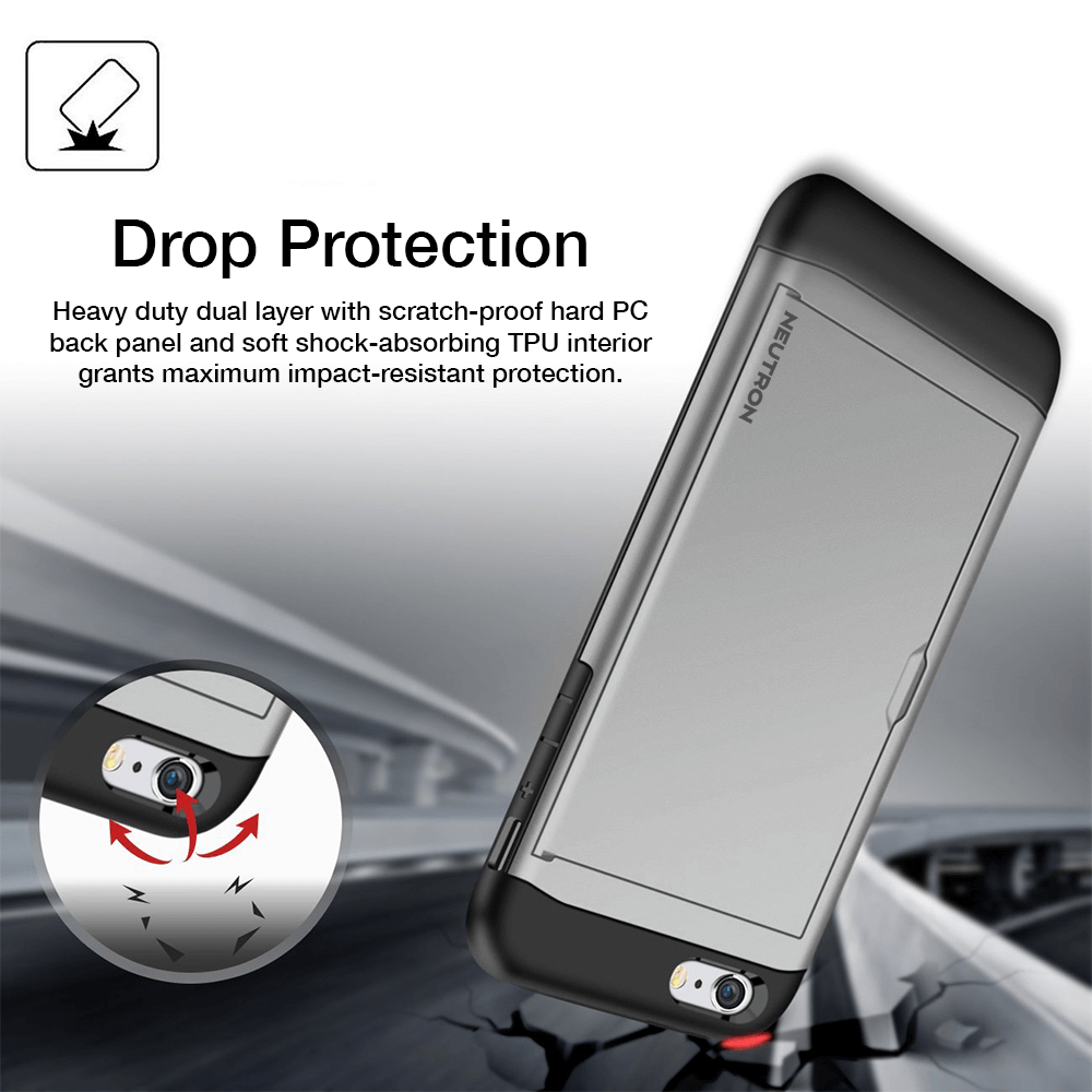 Neutron iPhone Shockproof Case with Card Holder - Protective Credit Card Wallet Slot