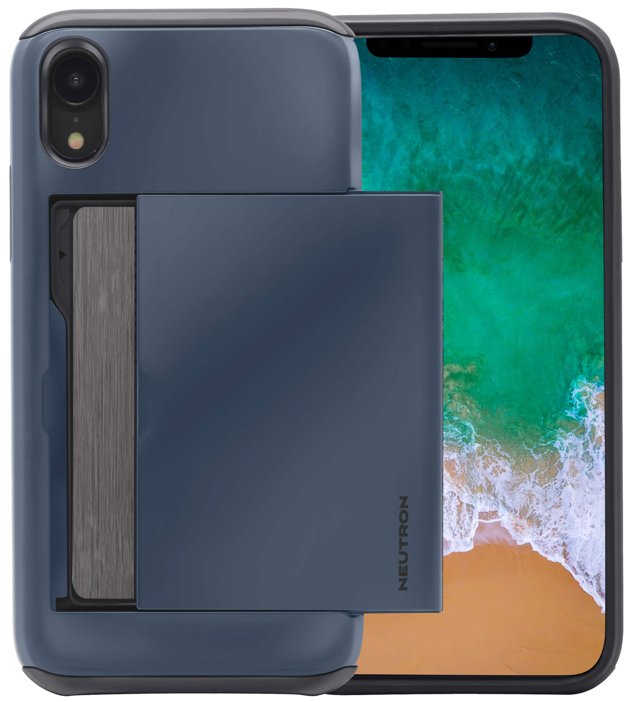 Neutron iPhone XR Shockproof Case with Card Holder - Protective Credit Card Wallet Slot