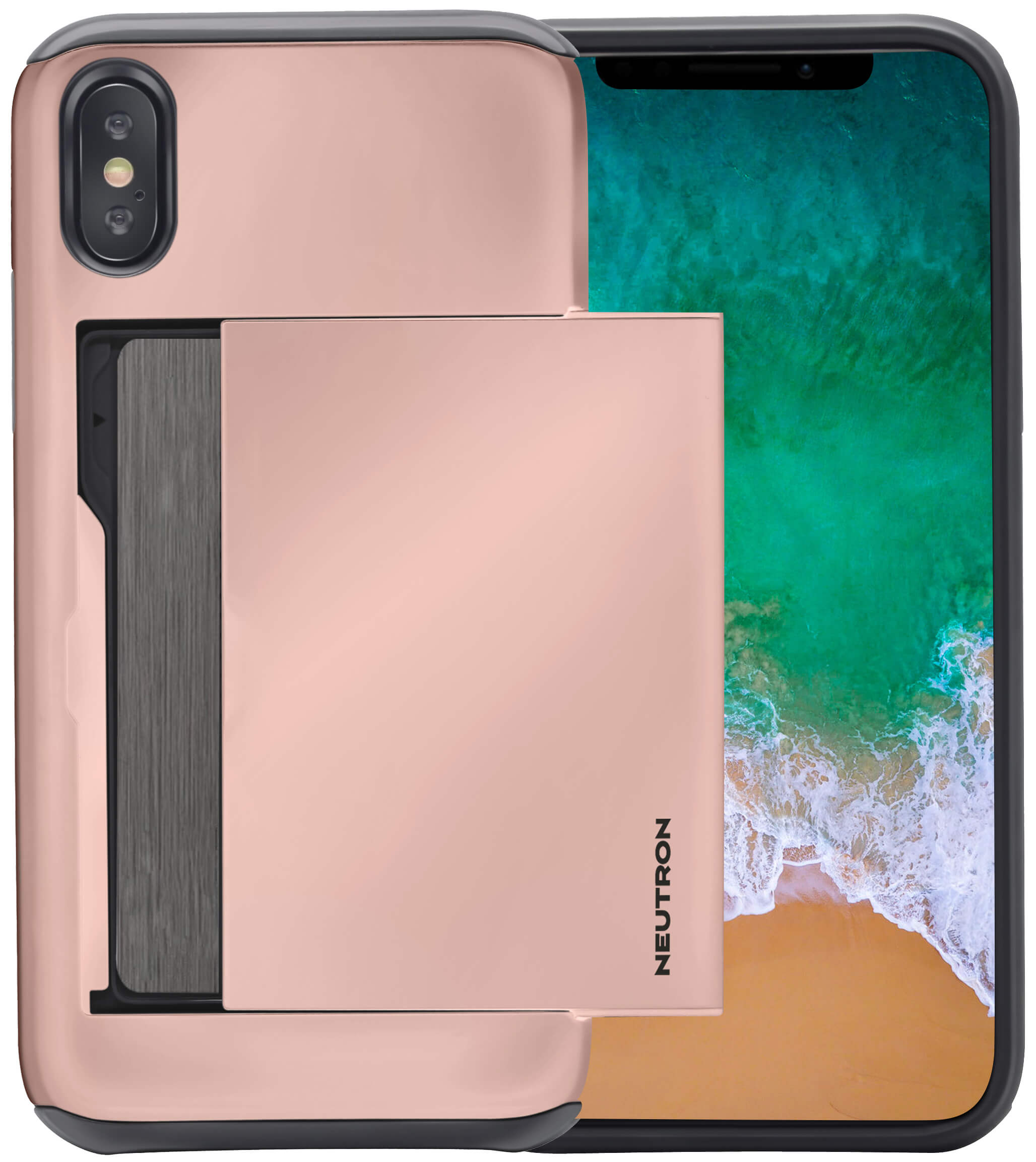 Neutron iPhone X/XS Shockproof Case with Card Holder - Protective Credit Card Wallet Slot