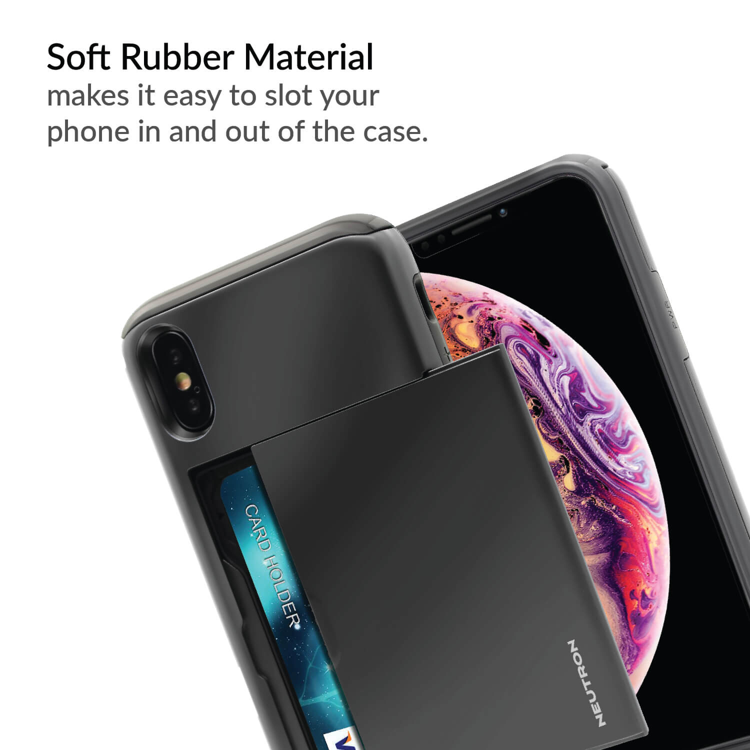 Neutron iPhone X/XS Shockproof Case with Card Holder - Protective Credit Card Wallet Slot