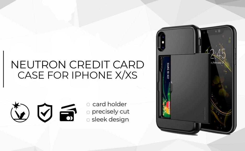 Neutron iPhone XR Shockproof Case with Card Holder - Protective Credit Card Wallet Slot