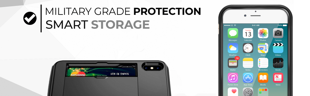 Neutron iPhone X/XS Shockproof Case with Card Holder - Protective Credit Card Wallet Slot