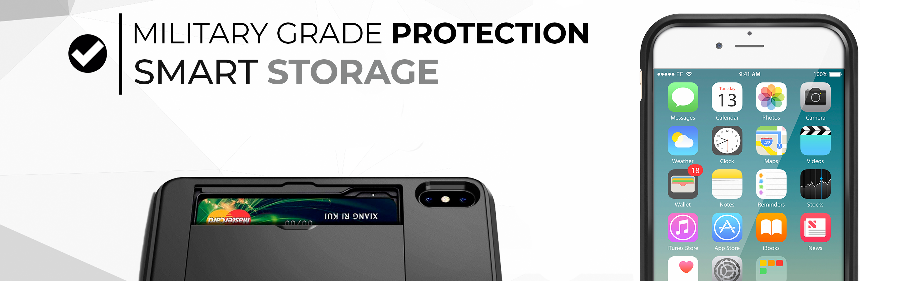 Neutron iPhone XSMAX Shockproof Case with Card Holder - Protective Credit Card Wallet Slot