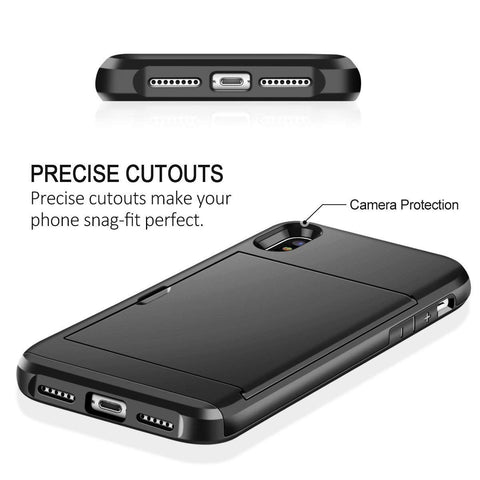 Neutron iPhone XSMAX Shockproof Case with Card Holder - Protective Credit Card Wallet Slot