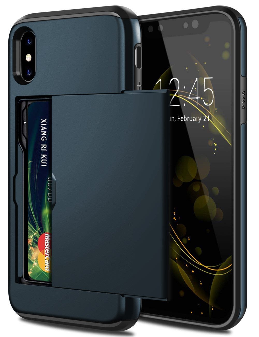 Neutron iPhone XSMAX Shockproof Case with Card Holder - Protective Credit Card Wallet Slot