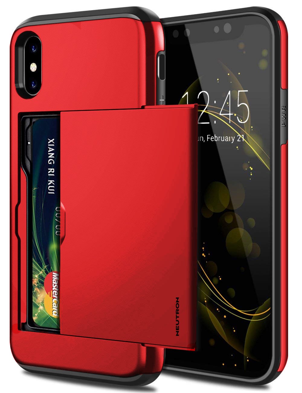 Neutron iPhone XSMAX Shockproof Case with Card Holder - Protective Credit Card Wallet Slot