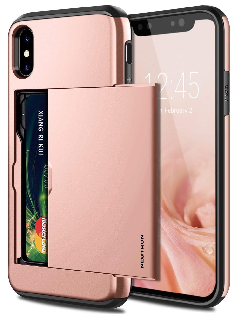 Neutron iPhone XSMAX Shockproof Case with Card Holder - Protective Credit Card Wallet Slot