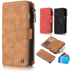 Leather Wallet Case with Zipper & Card Slot Holder