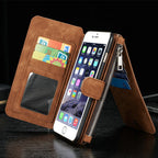 Leather Wallet Case with Zipper & Card Slot Holder