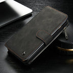 Leather Wallet Case with Zipper & Card Slot Holder