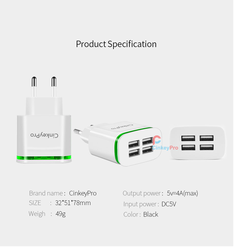 4 Ports USB Charger Adapter