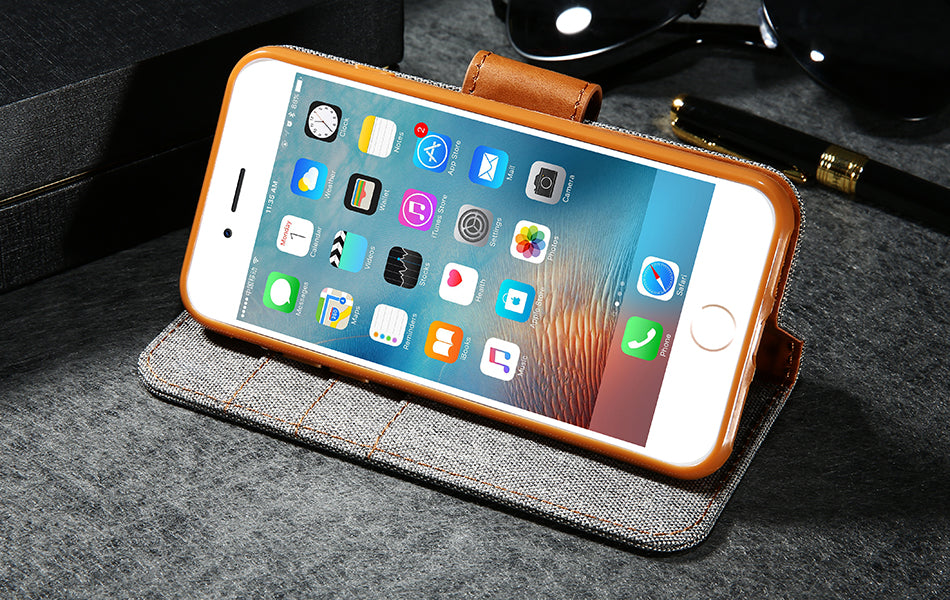 iPhone Denim Wallet Case with Card Slots