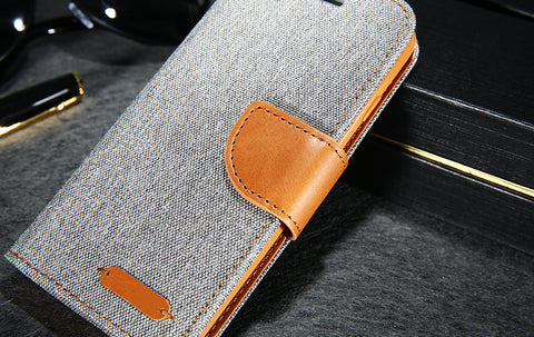 iPhone Denim Wallet Case with Card Slots