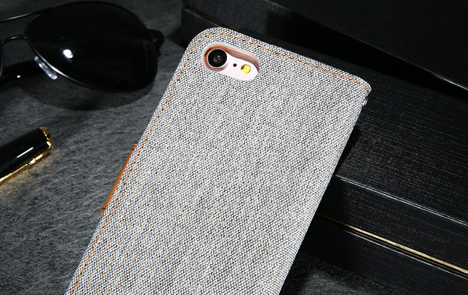 iPhone Denim Wallet Case with Card Slots