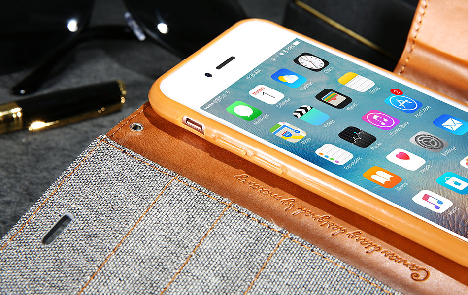 iPhone Denim Wallet Case with Card Slots