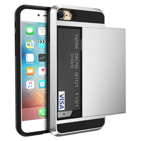 IPhone Shockproof Dual Case + Card Holder for iPhone 4,5,6,7,X