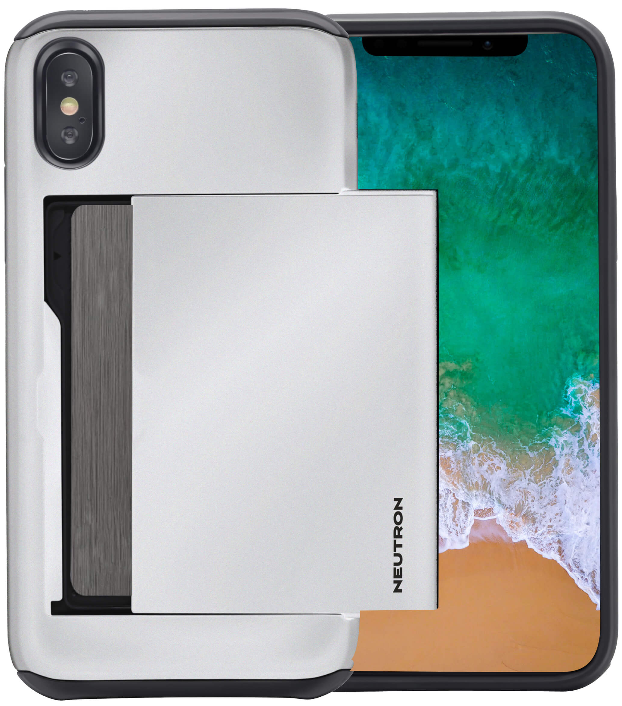 Neutron iPhone X/XS Shockproof Case with Card Holder - Protective Credit Card Wallet Slot